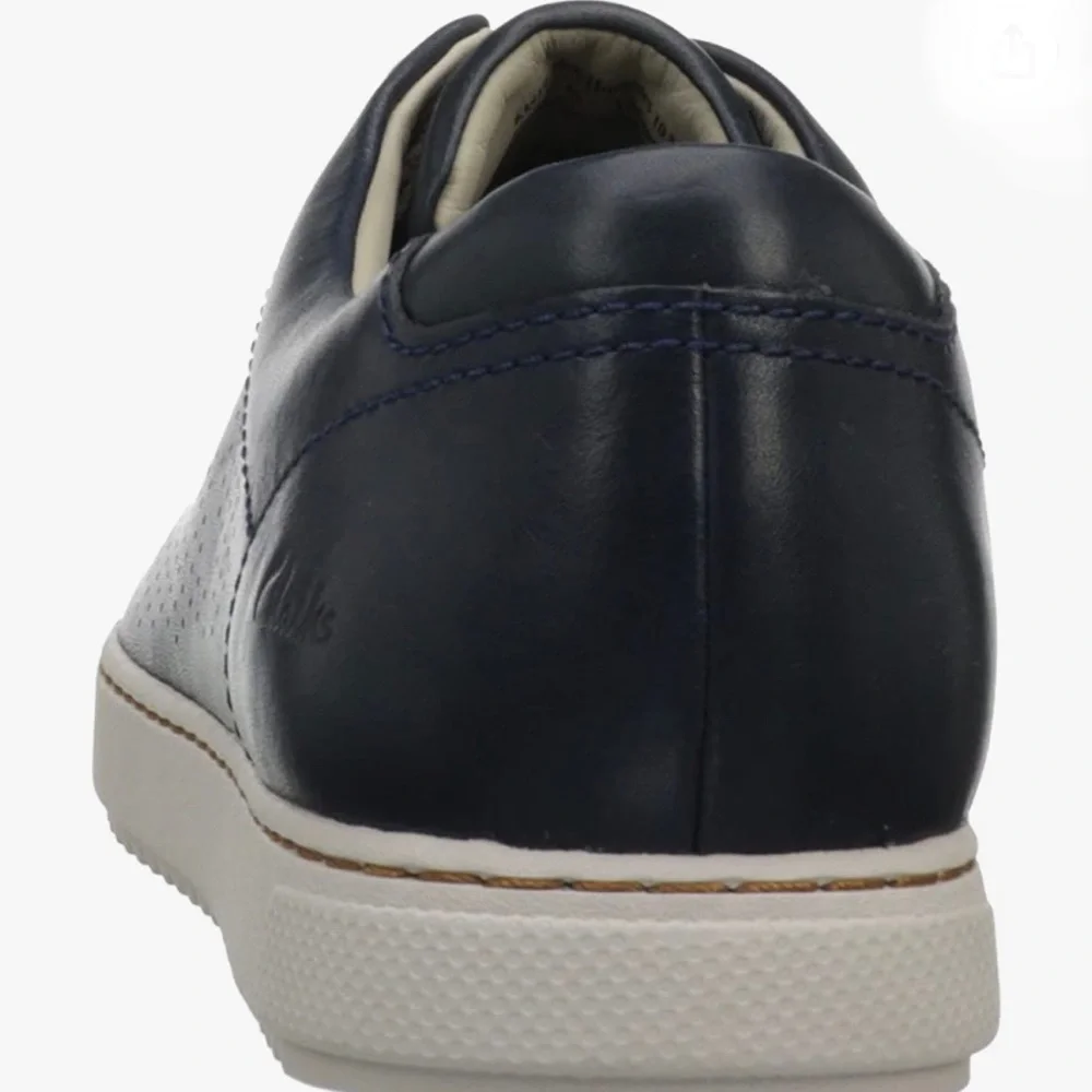 Clarks Men's Niven Life Oxford Navy Blue Leather Sneakers 12 - Picture 3 of 15